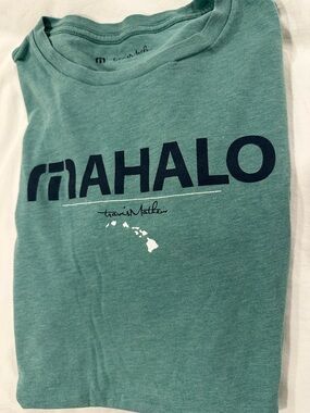 Travis Mathew Mahalo Graphic Tee in Seafoam Green with Navy Print
